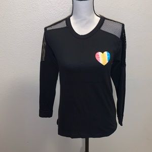 No Boundaries black rainbow love fish net Long sleeve top